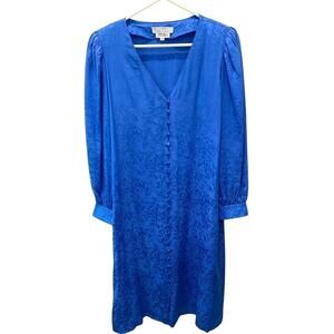 TRIFLES | Vintage 100% Silk Blue Dress Made in Hong Kong | Size 12